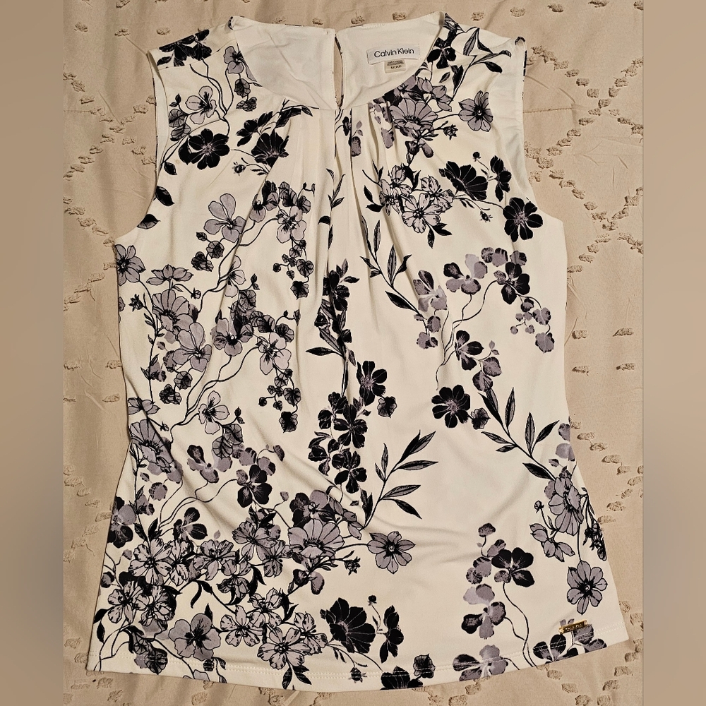 Floral Print Calvin Klein Sleeveless Top Size S